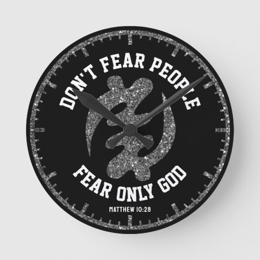 GYE NYAMEアディンクラクリスチャンブラックシルバーグリッター ラウンド壁時計 (正面)