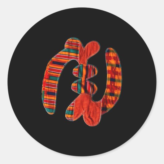 Gye Nyame - African Kente Cloth Symbol Ghana  ラウンドシール (正面)