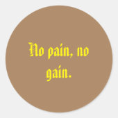 GYMモチベーション引用文とライトブラウン ラウンドシール (正面)