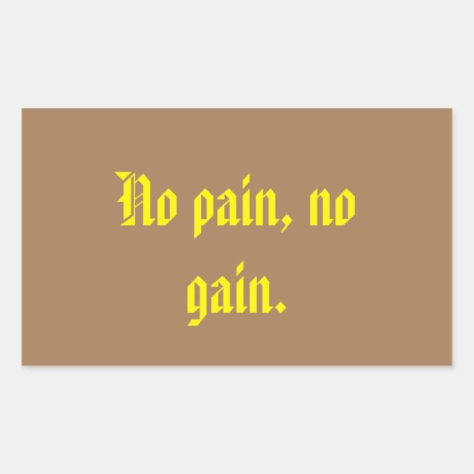 GYMモチベーション引用文とライトブラウン 長方形シール (正面)