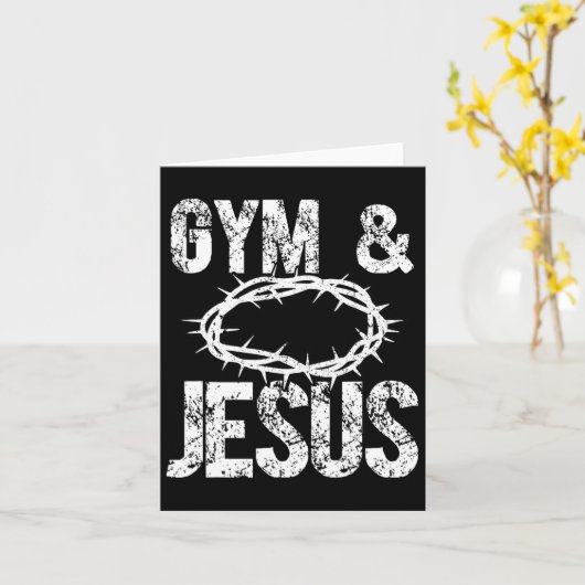 Gym And Jesus Christian Bodybuilder Religious Body カード (黄色い花)
