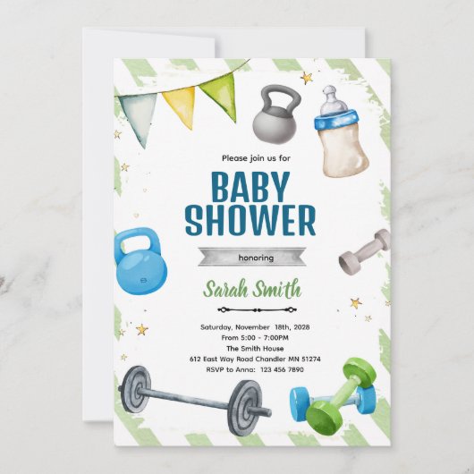 Gym Baby shower party Invitation 招待状 (正面)
