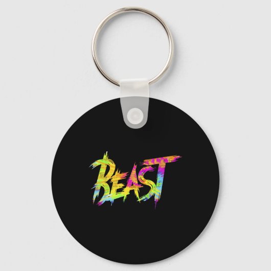 Gym Beast Bodybuilding Workout Humor Tie Dye Weigh キーホルダー (正面)