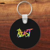 Gym Beast Bodybuilding Workout Humor Tie Dye Weigh キーホルダー (正面)