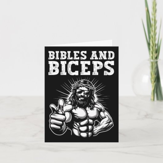 Gym Bodybuilding Fitness Humor Bibles And Biceps J カード (正面)