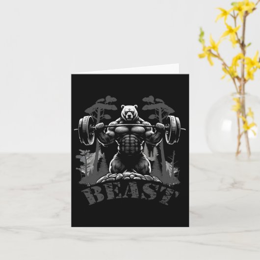 Gym Bodybuilding Fitness Workout Beast Bear With D カード (黄色い花)