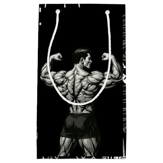 Gym Buildsメンズフィットネス抱き枕アスリート スモールペーパーバッグ (正面)