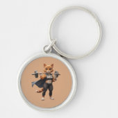 Gym Cat Weightlifting Keychain キーホルダー (正面)