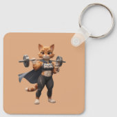 Gym Cat Weightlifting Keychain – Funny Fitness Cat キーホルダー (裏面)