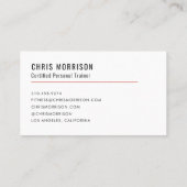 Gym Coach Personal Trainer Fitness Photo 名刺 (裏面)