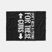 Gym Dont Need Permit For These Guns Funny Workout  フリースブランケット (正面(横))