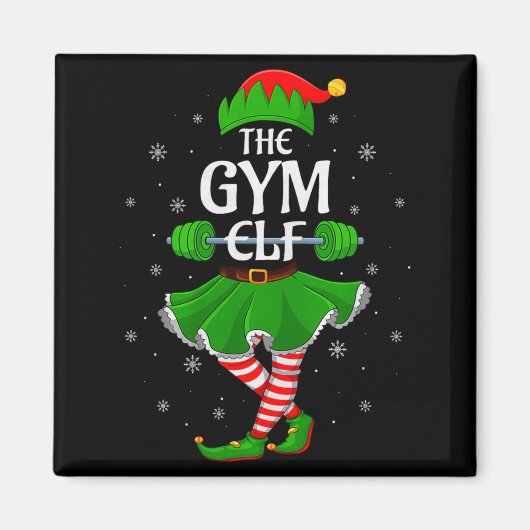 Gym Elf Christmas Family Workout Girls Women Elf S マグネット (正面)