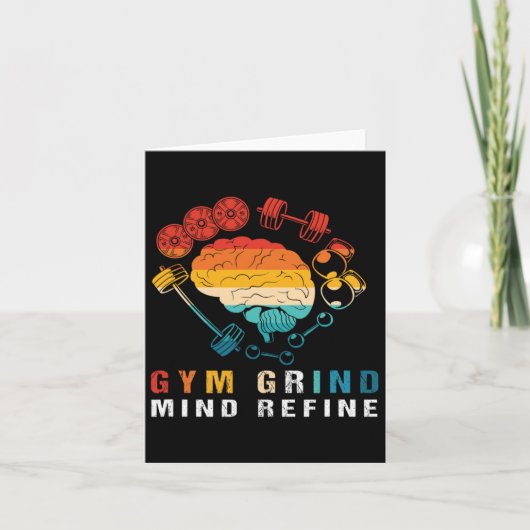 Gym Grind Mind Refined Bodybuilding Retro Gym Rat  カード (正面)