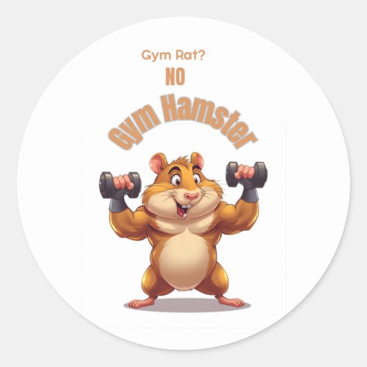 Gym Hamster – Funny Workout Hamster Design ラウンドシール (正面)