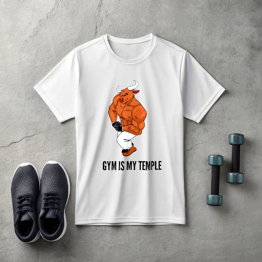 Gym Is My Temple Bull T-Shirt | Bodybuilding  Tシャツ