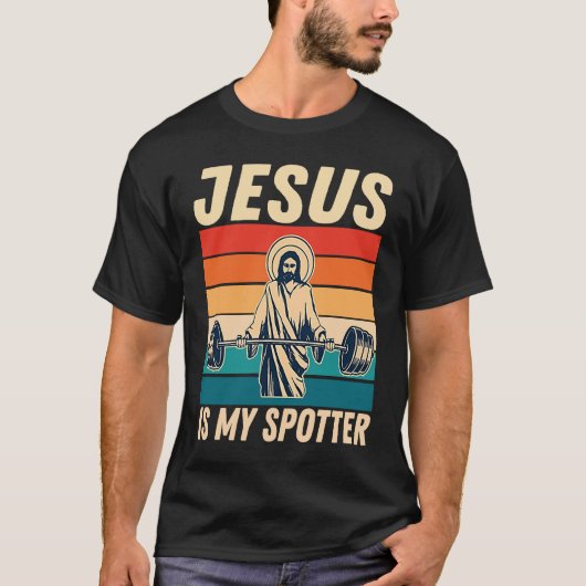 Gym  Jesus Is My Spotter  Workout Jesus Tシャツ (正面)