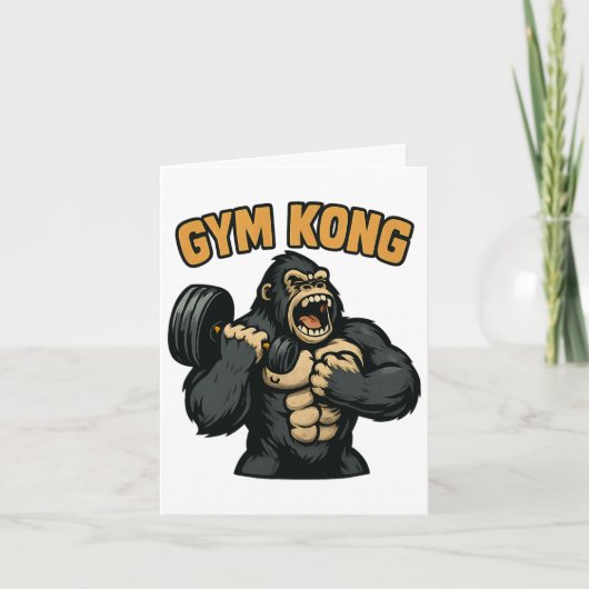 Gym Kong Funny Bodybuilding Fitness Gorilla Beast カード (正面)
