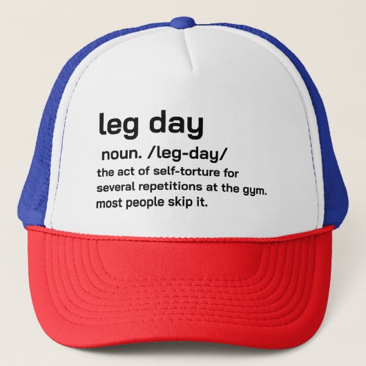 Gym Leg Day Definition Workout Fitness Exercise キャップ (正面)