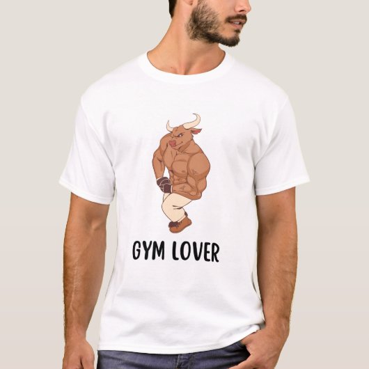 Gym Lover Bull Graphic Men’s T-Shirt Tシャツ (正面)
