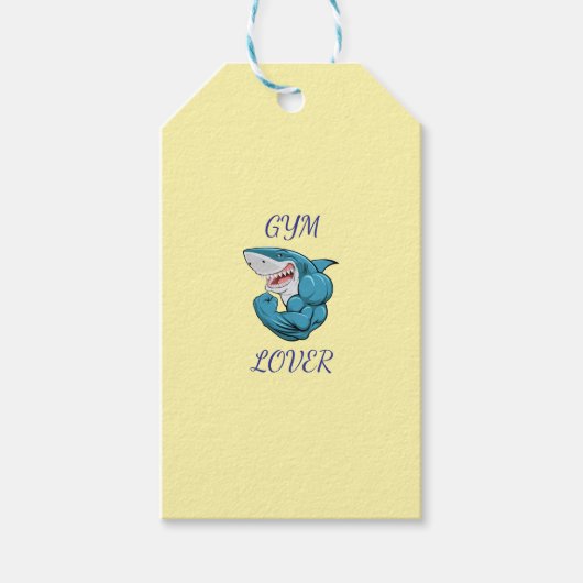Gym Lover Shark – Funny Fitness Shark Design ギフトタグ (正面)