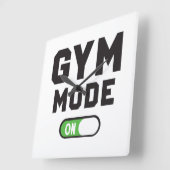 Gym Mode – Train Hard Stay Strong スクエア壁時計 (傾斜)