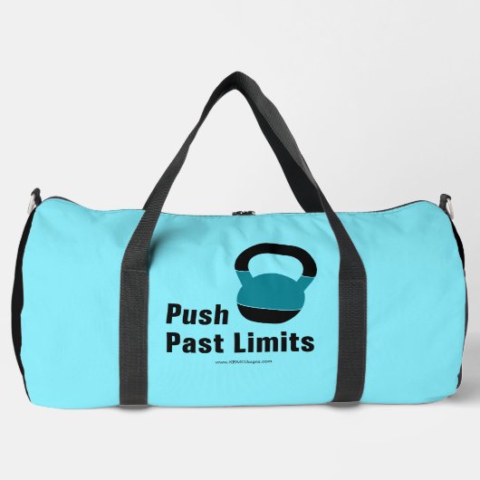 Gym Motto Push Past Limits Electric-Blue Black ダッフルバッグ (正面)