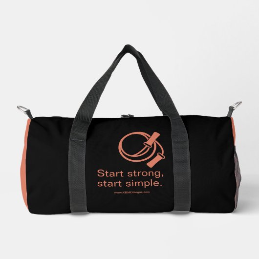 Gym Motto Start Strong Start Simple Black Orange ダッフルバッグ (正面)