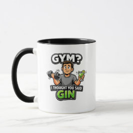 Gym or Gin Funny Cartoon Workout Humor マグカップ
