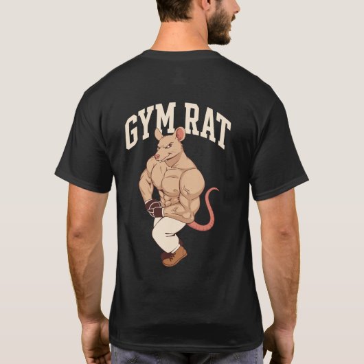 Gym Rat Funny Gym Workout Muscular Mouse Tシャツ (裏面)