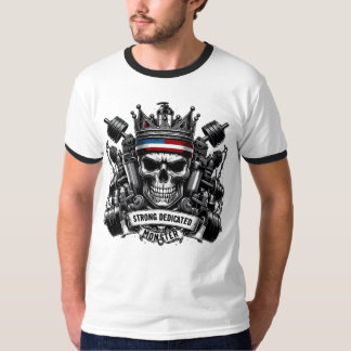 Gym Royalty Strong Dedicated Monster Skull Crown Tシャツ