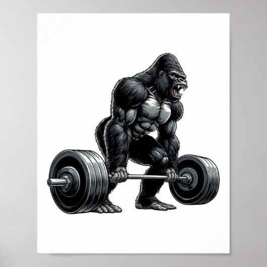 Gym Squad Fitness Group Gorilla Weightlifting Work ポスター (正面)