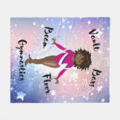 Gym Star African American, Brown Eyes, Pink Leo フリースブランケット (正面(横))