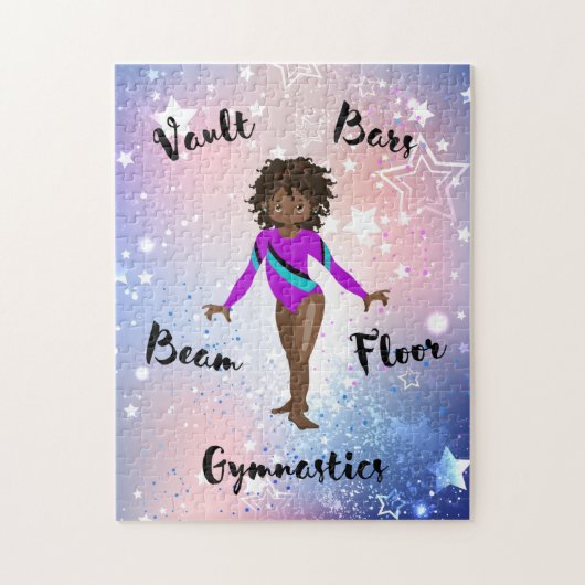 Gym Star African American, Brown Eyes, Purple Leo  ジグソーパズル (縦)