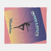 Gym Twist Ombre Gymnastics Silhouette Personalized フリースブランケット (正面(横))