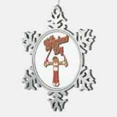 Gymgerbreadの男の子のオーナメント スノーフレークピューターオーナメント (右)