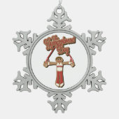 Gymgerbreadの男の子のオーナメント スノーフレークピューターオーナメント (正面)