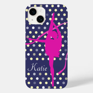 Gymnastという名前の子供の女の子水玉模様ピンク Case-Mate iPhone 14ケース