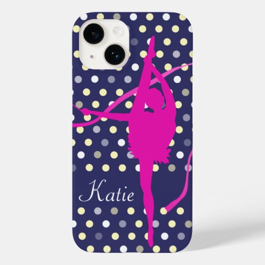 Gymnastという名前の子供の女の子水玉模様ピンク Case-Mate iPhoneケース (裏面)