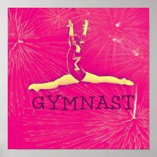 Gymnastポスター – ピンクの花火割れジャンプ ポスター