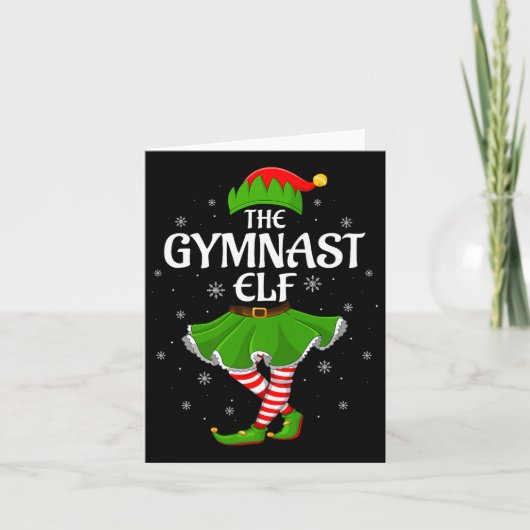 Gymnast Elf Christmas Family Girls Women Elf Squad カード (正面)