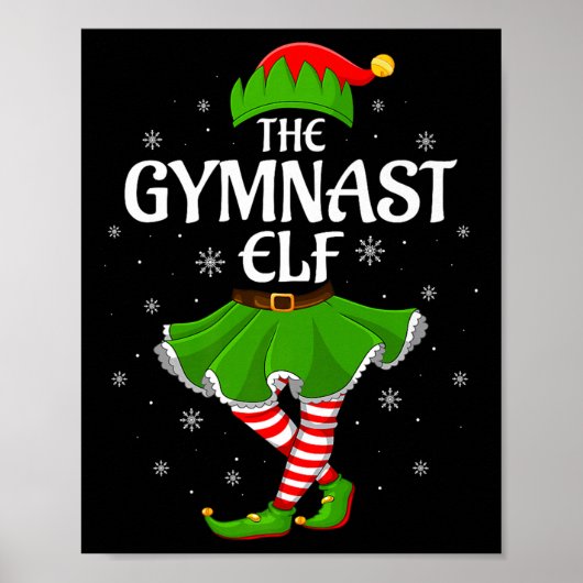 Gymnast Elf Christmas Family Girls Women Elf Squad ポスター (正面)