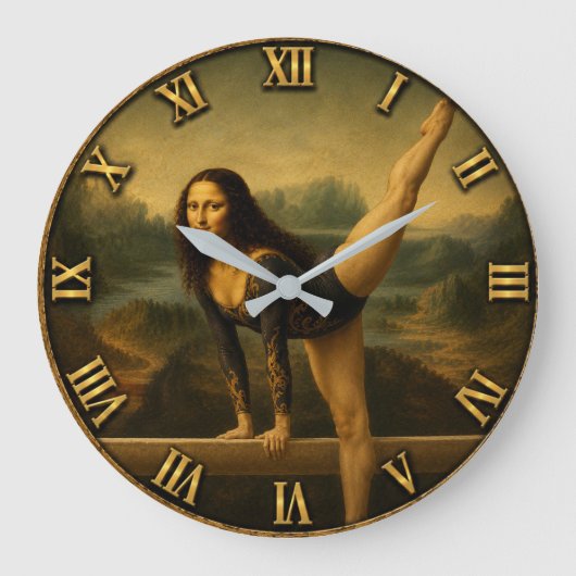 Gymnast Funny Mona Lisa ラージ壁時計 (正面)