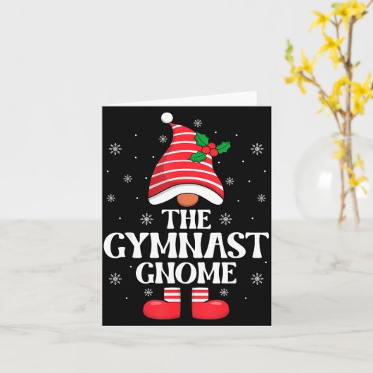Gymnast Gnome Christmas Family Matching Group Funn カード (黄色い花)