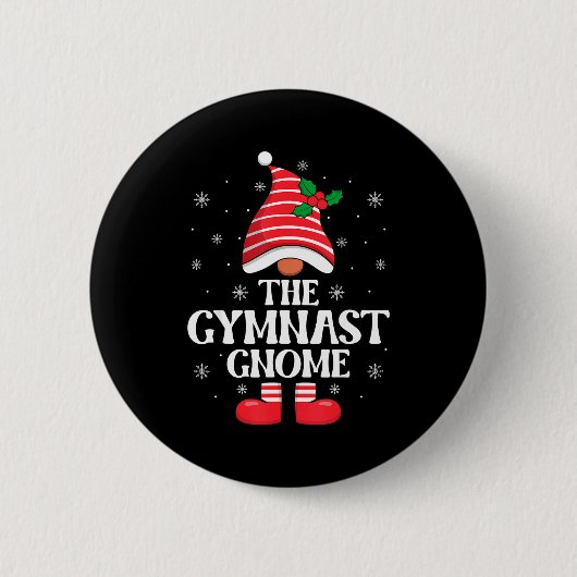 Gymnast Gnome Christmas Family Matching Group Funn 缶バッジ (正面)