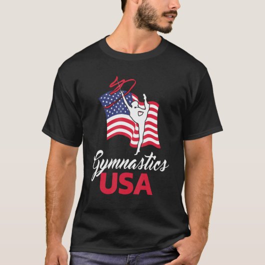 Gymnastics American Flag USA US Patriotic Gymnast Tシャツ (正面)