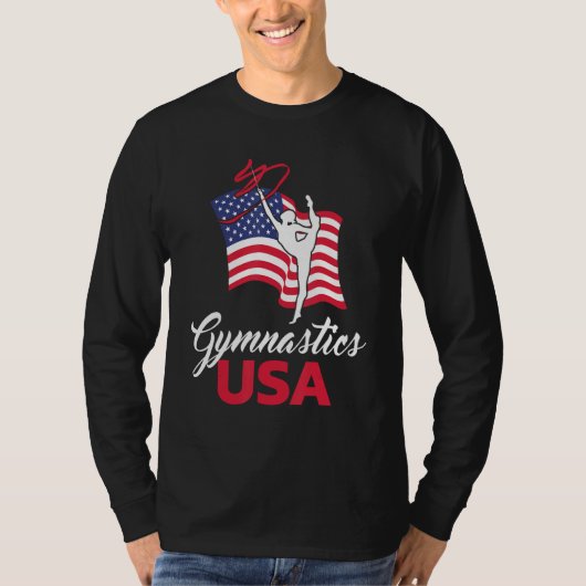 Gymnastics American Flag USA US Patriotic Gymnast Tシャツ (正面)