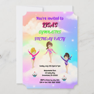 Gymnastics Birthday Invitation | Gymnastics Party 招待状