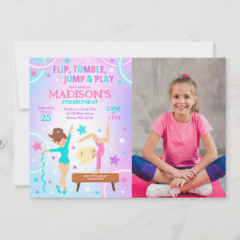 Gymnastics Birthday Photo Invitation  招待状