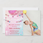 Gymnastics Birthday Pink Gym Party Photo  招待状 (正面)