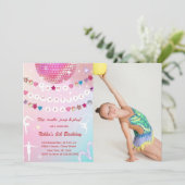 Gymnastics Birthday Pink Gym Party Photo  招待状 (スタンド正面)